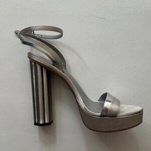 Salvatore Ferragamo Silver Platform Sandal High Heels